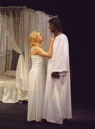 „Debora Štolbová as Desdemona and Martin Havelka as Othello presented rather 